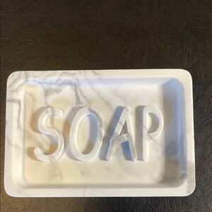 EMIBELE High Quality Resin Marble Print Soap Dish, 5.5”L x 3.75”W x 1”T